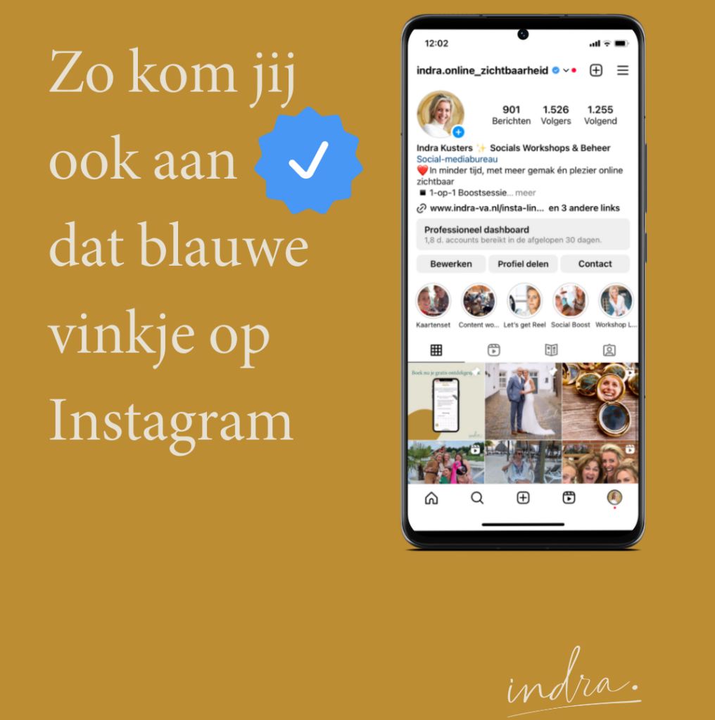 Blauwe vinkje op Instagram