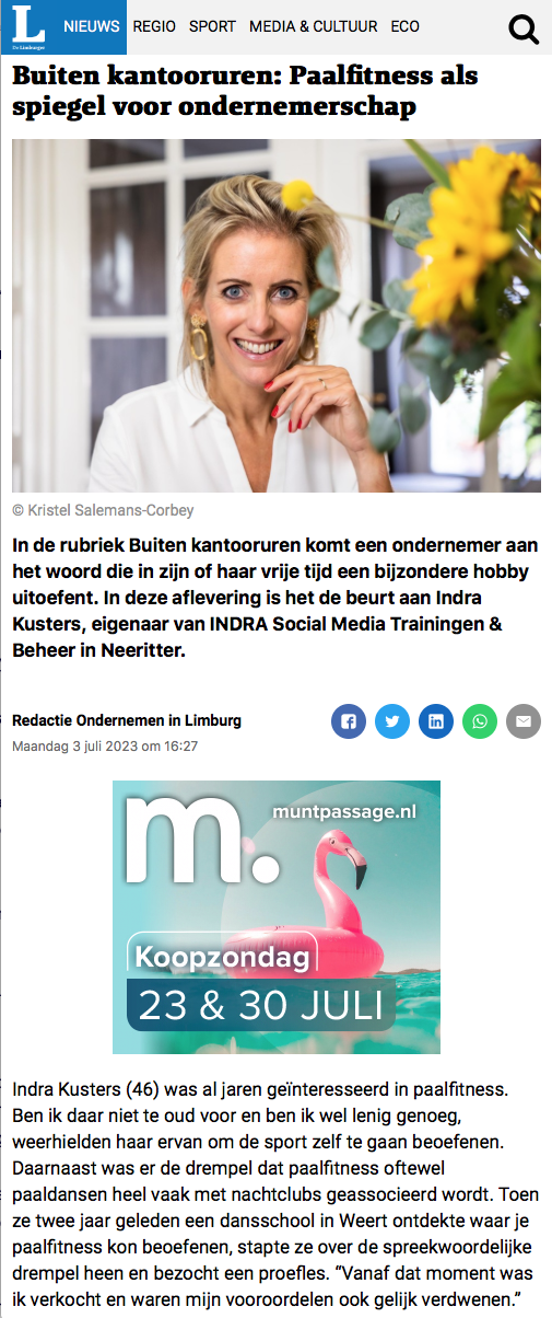 paaldansen paalfitness buiten kantooruren De Limburger